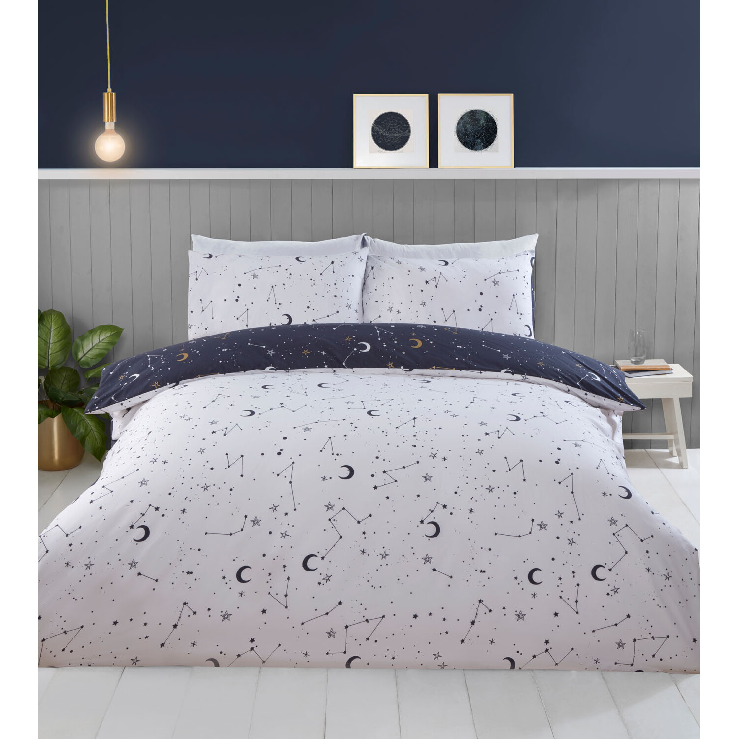 Divante King Size Celestial Metallic Duvet Cover and Pillowcase Set Image 6