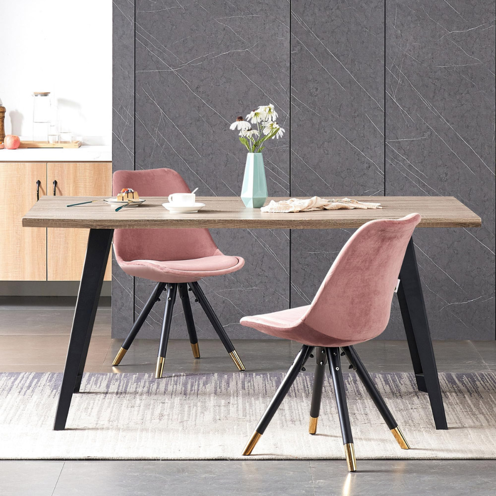 Life Interiors Sofia Pink Velvet Upholstered Dining Chair Image 8
