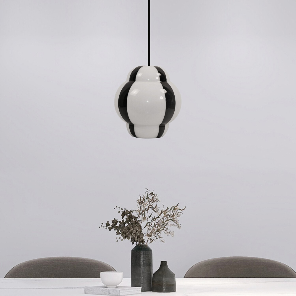 Jett Stripe Glass Pendant - White and Black Image 2
