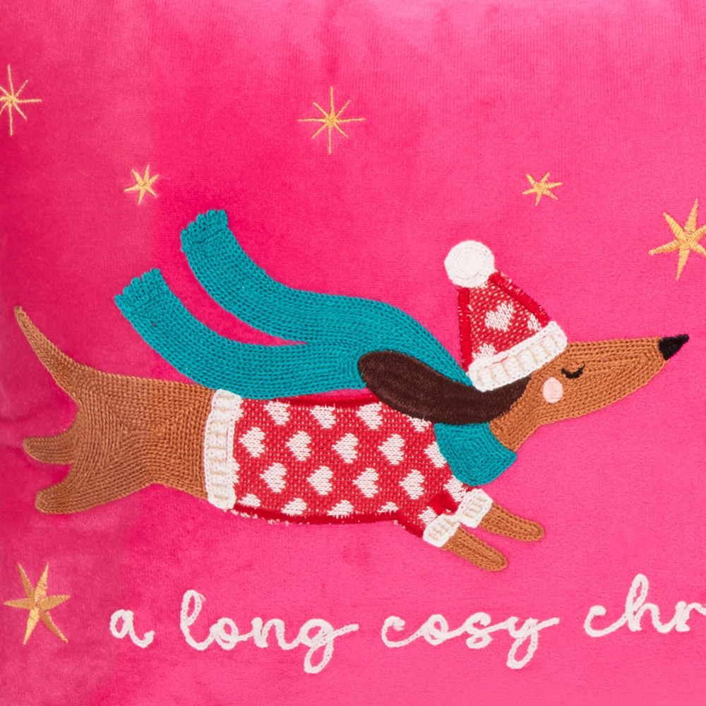Long Cosy Christmas Cushion  - Pink Image 3