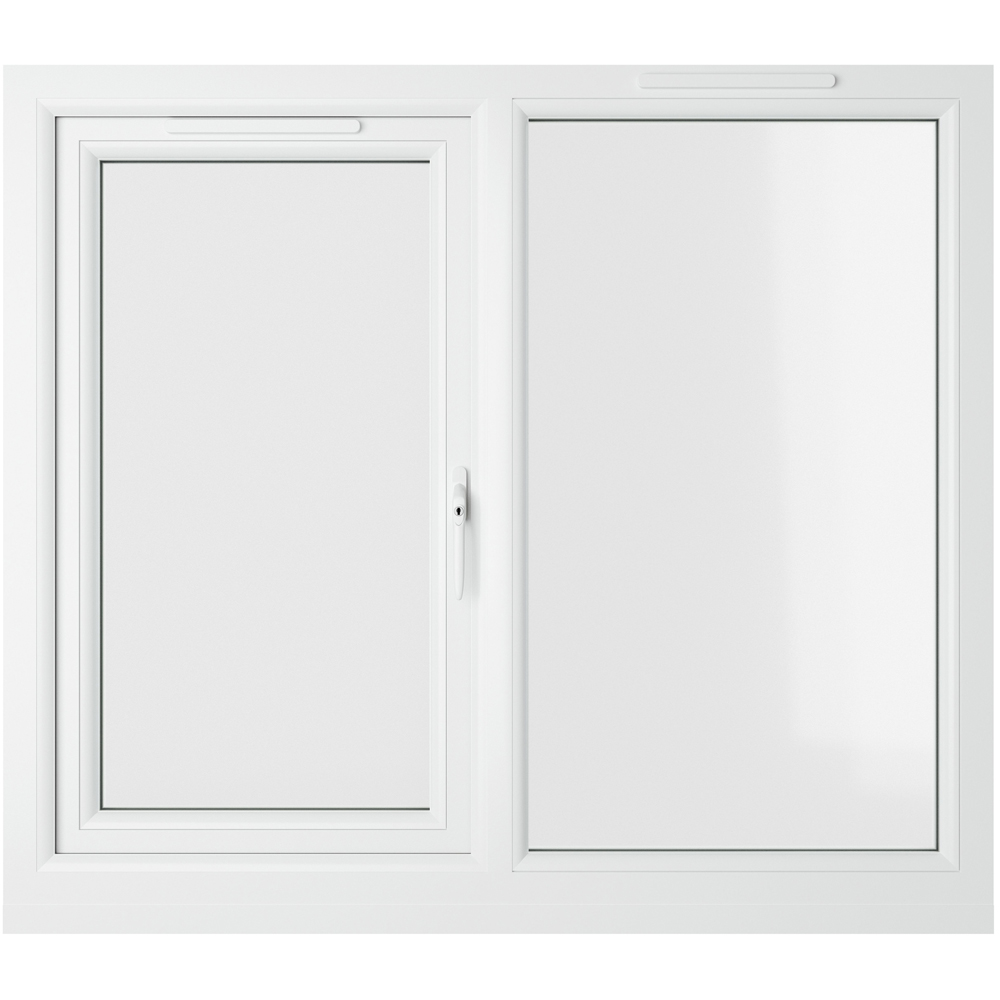 Crystal RH Side Hung Next to a Fixed Grey White Clear Glass uPVC Double Glazed Window 1190 x 965mm Image 2