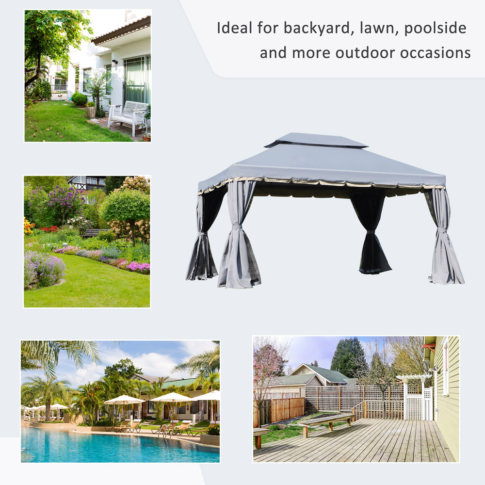 Gazebo Marquee Pavilion Patio Tent Grey Image 3