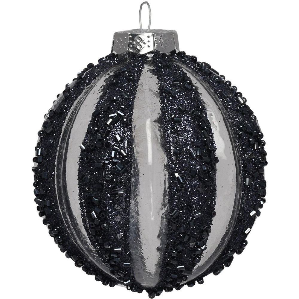 Single Midnight Fantasy Navy Beaded Glitter Bauble in Assorted styles Image 2
