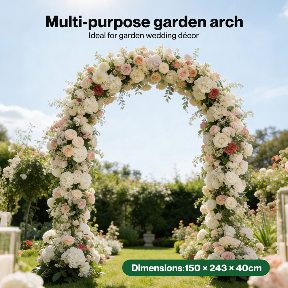 Lambu Black Metal Garden Arch 8 x 5ft Image 5