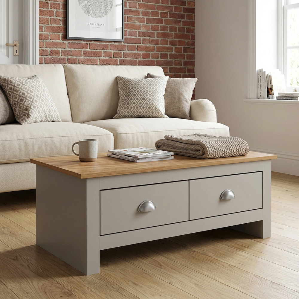 Lexington 2 Drawer Grey Coffee Table Image 4