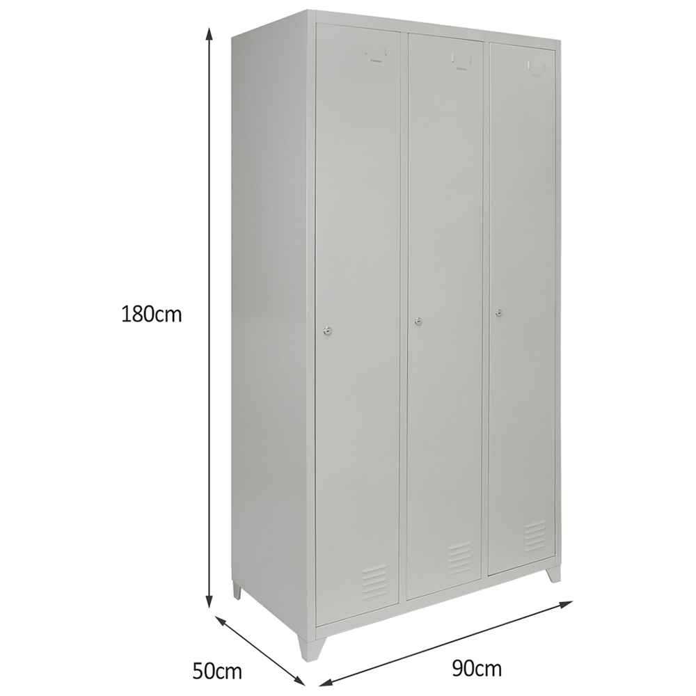 MonsterShop 3 Door Grey Metal Storage Locker Image 6