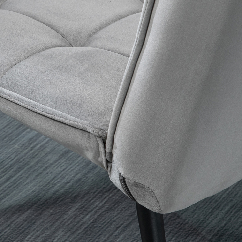 HOMCOM Armless Accent Chair with Footstool Set with Pillow and Steel Legs Grey Image 2