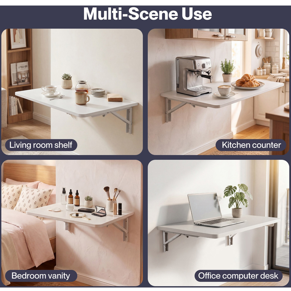 Levede White Foldable Wall-Mounted Floating Computer Desk Image 5