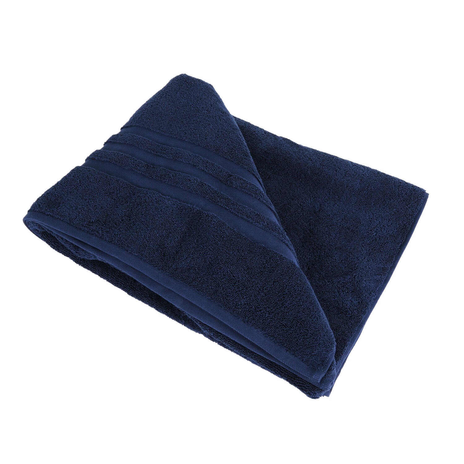 Soft Turkish Cotton Navy Terry Dobby Bath Sheet Image 2