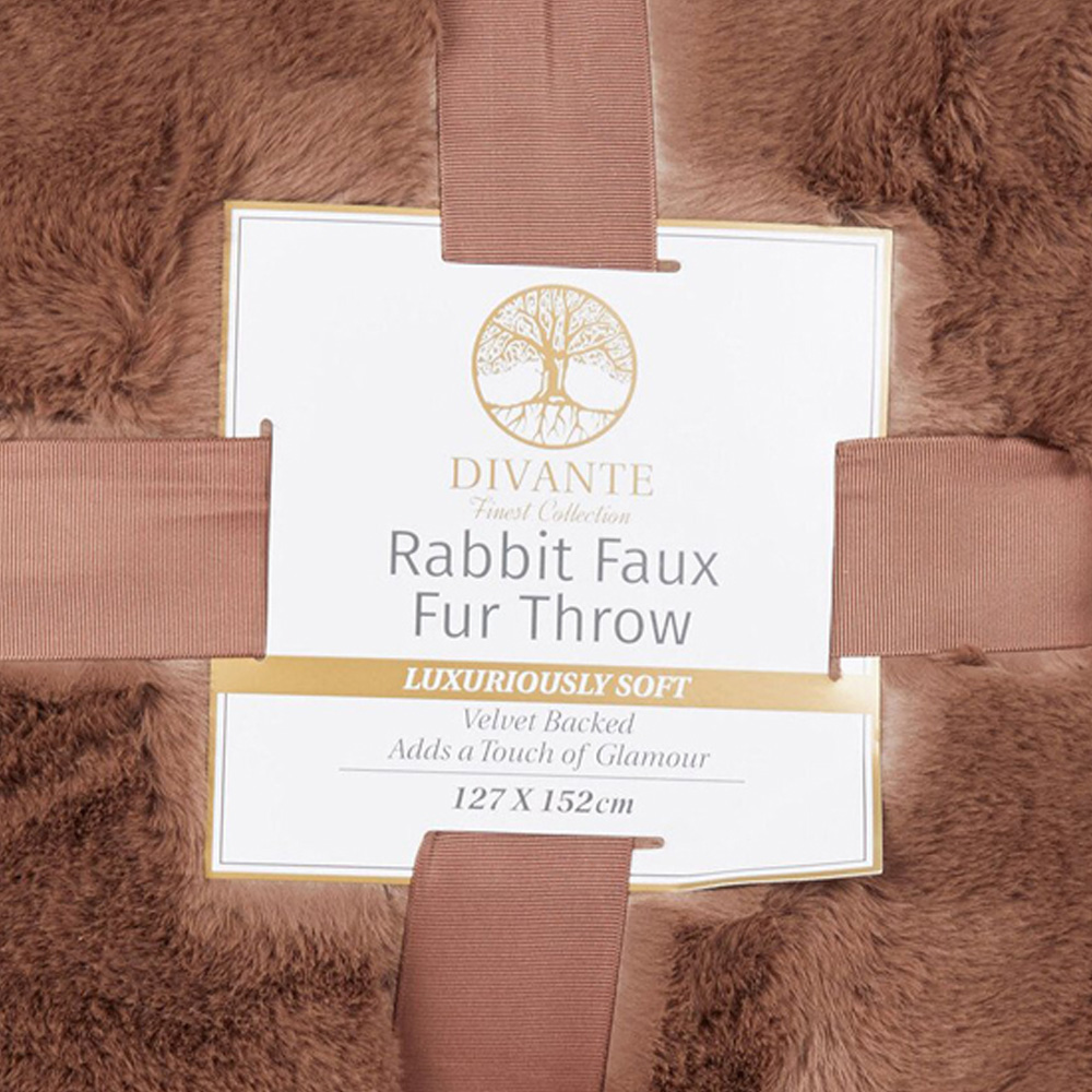Rabbit Faux Fur Throw - Mocha / Medium Image 6
