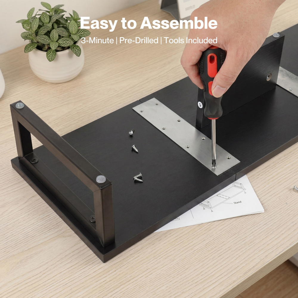 Levede Black Dual Screen Computer Monitor Stand Riser 90cm Image 6