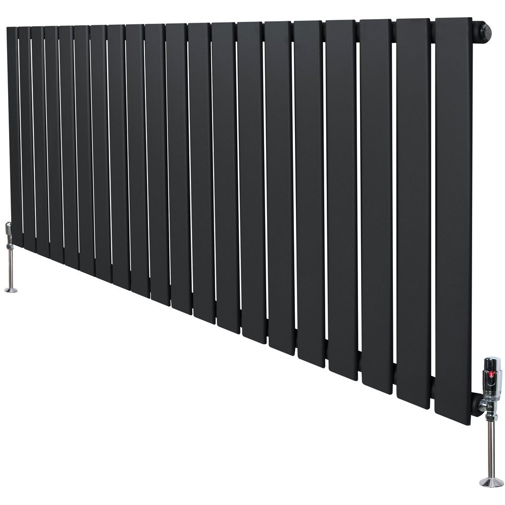 MonsterShop Flat Anthracite Grey Single Column Radiator and Valves 600 x 1400mm Image 3