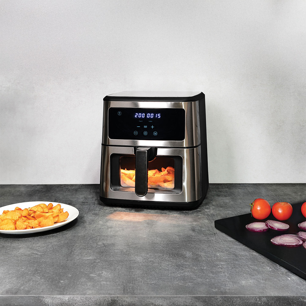 Digital Air Fryer with Drawer 8L - Silver and Black Image 2