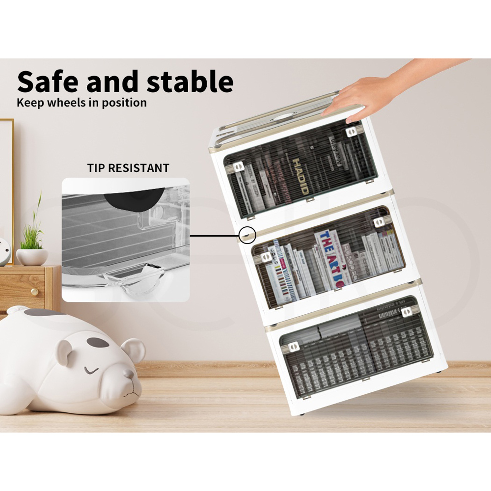 Levede Clear Plastic Stackable Storage Box with Wheels 28L 2 Pack Image 8