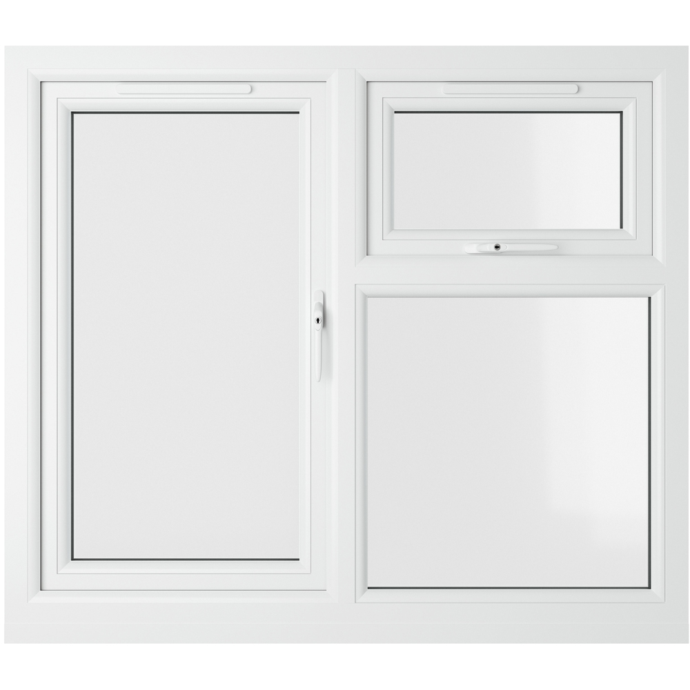 Crystal RH Side Hung and Top Opener Grey White Clear Glass uPVC Double Glazed Window 1190 x 1190mm Image 2