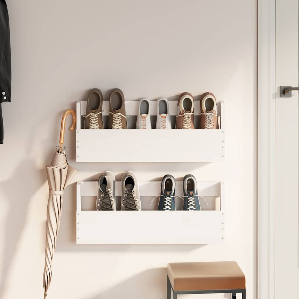 Walplus White Wall Mounted Shoe Rack Set of 2 Image 3