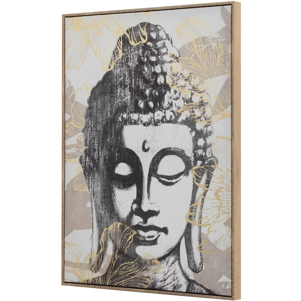 Gold Foiled Buddha Framed Canvas - Black and White Image 3