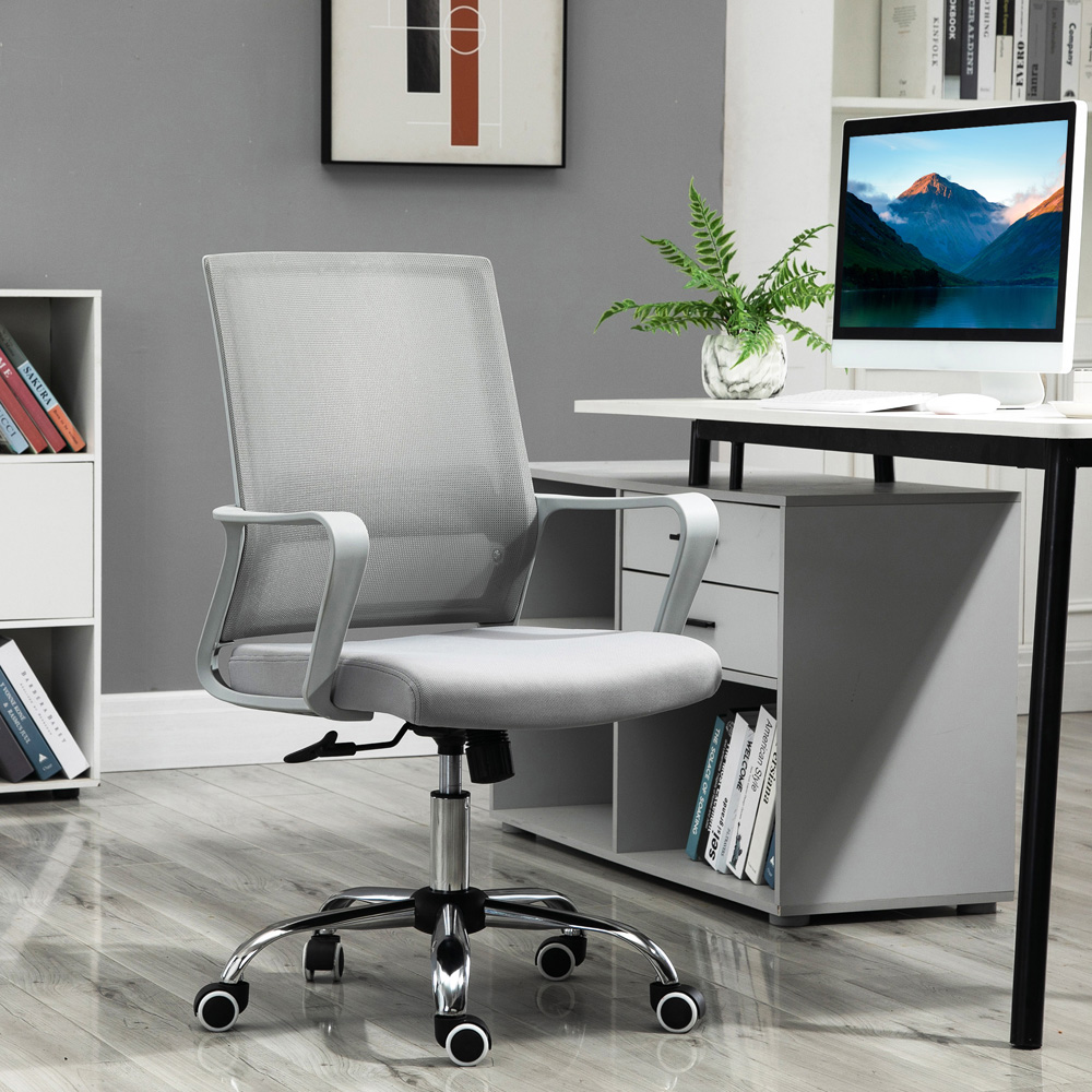 Portland Grey Mesh Swivel Office Desk Chair Image 8