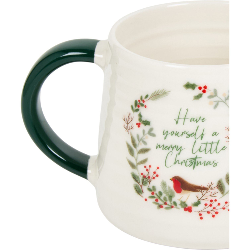 Merry Robin Ribbed Mug Image 4