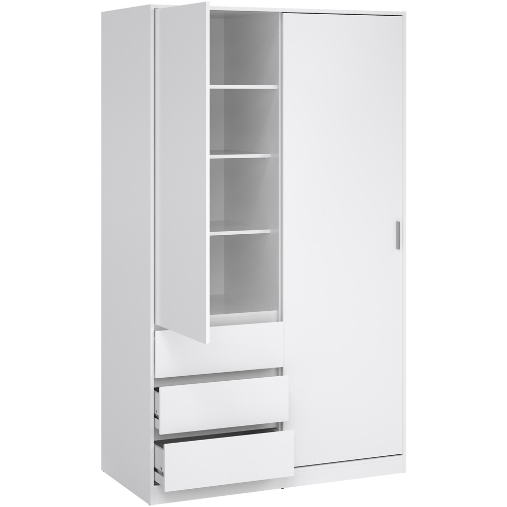 Florence 2 Door 3 Drawer White High Gloss Sliding Wardrobe Image 4