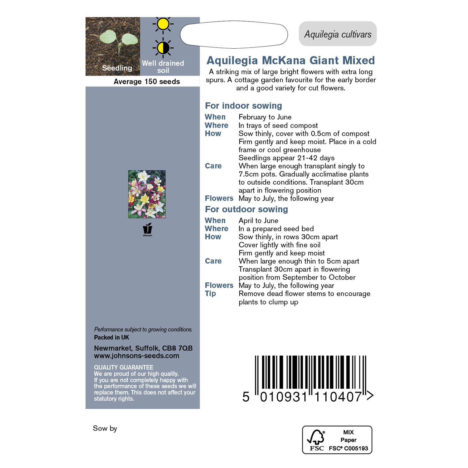 Johnsons Aquilegia Mckana Giant Mixed Flower Seeds Image 3