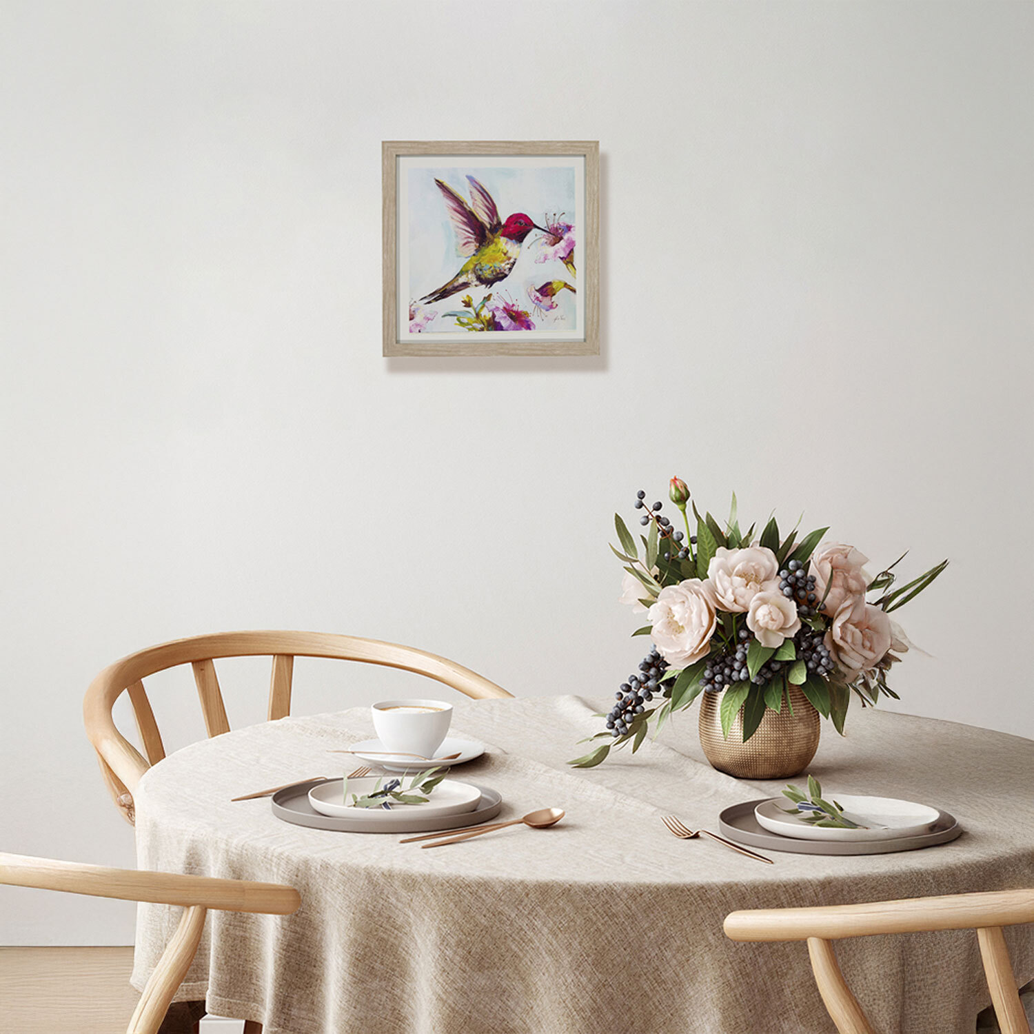 Floral Hummingbird Framed Art - Multicolour Image 2