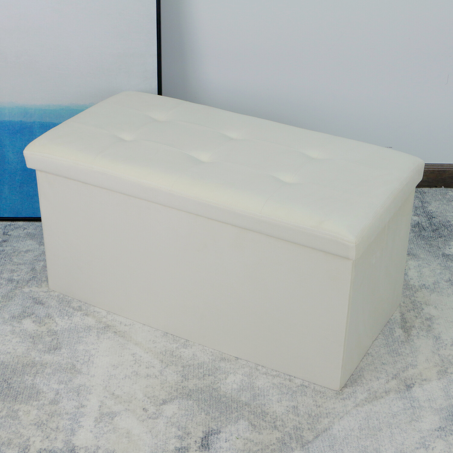 Seville Cream Brushed Velvet Storage Trunk Image 4