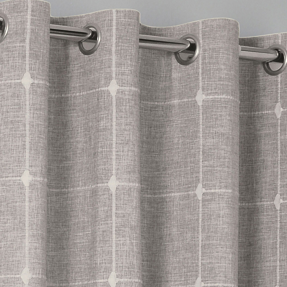 Divante Natural Salcombe Linen Check Eyelet Curtains 228 x 228cm Image 2