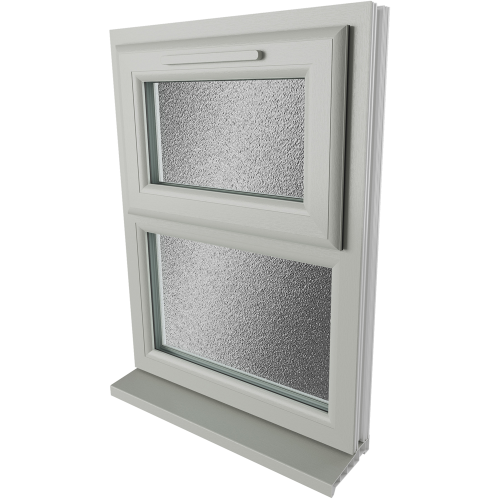 Crystal Agate and White Top Hung Over Fixed Light Obscure Double Glazed Window 1190 x 1115mm Image 4