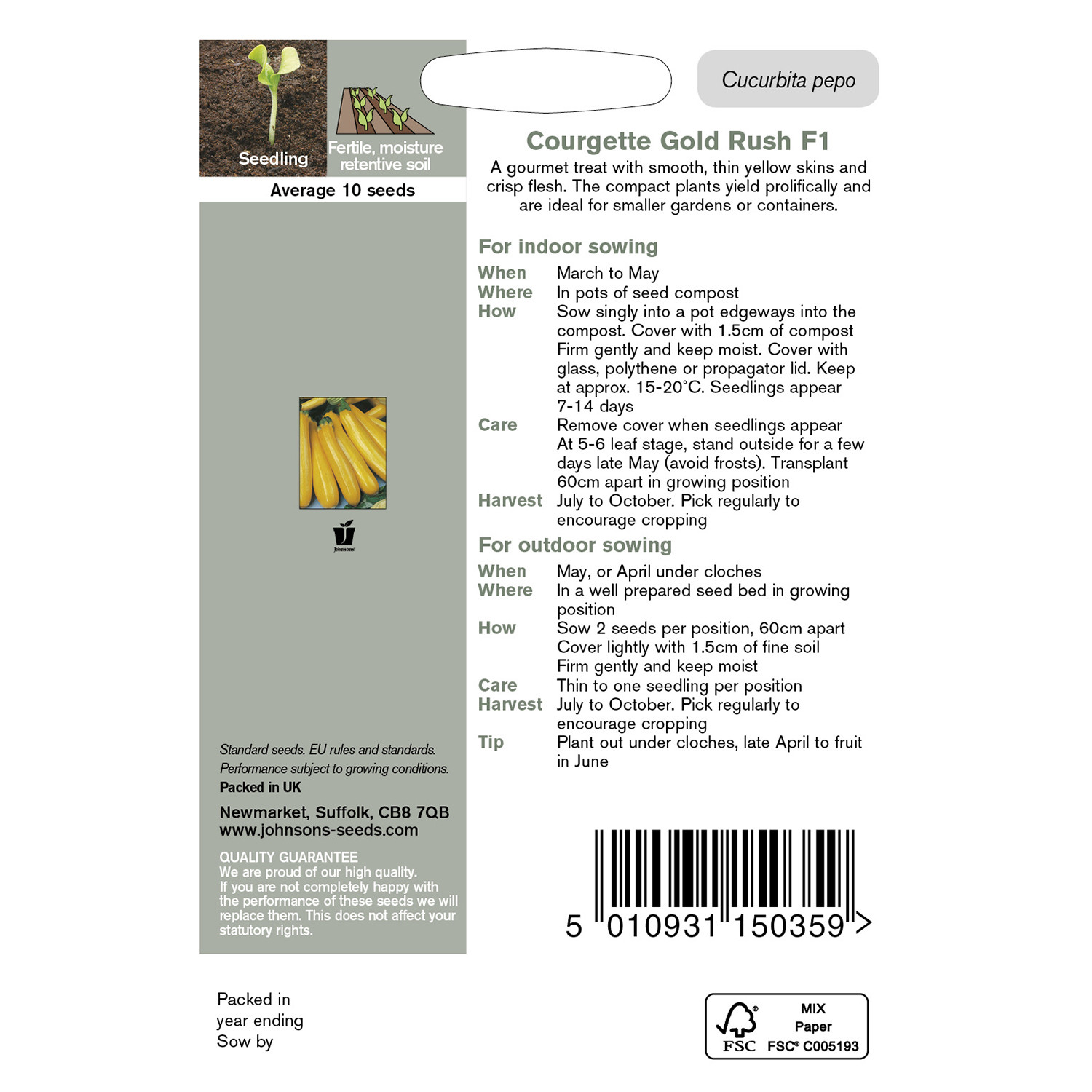 Johnsons Gold Rush F1 Courgette Seeds Image 3