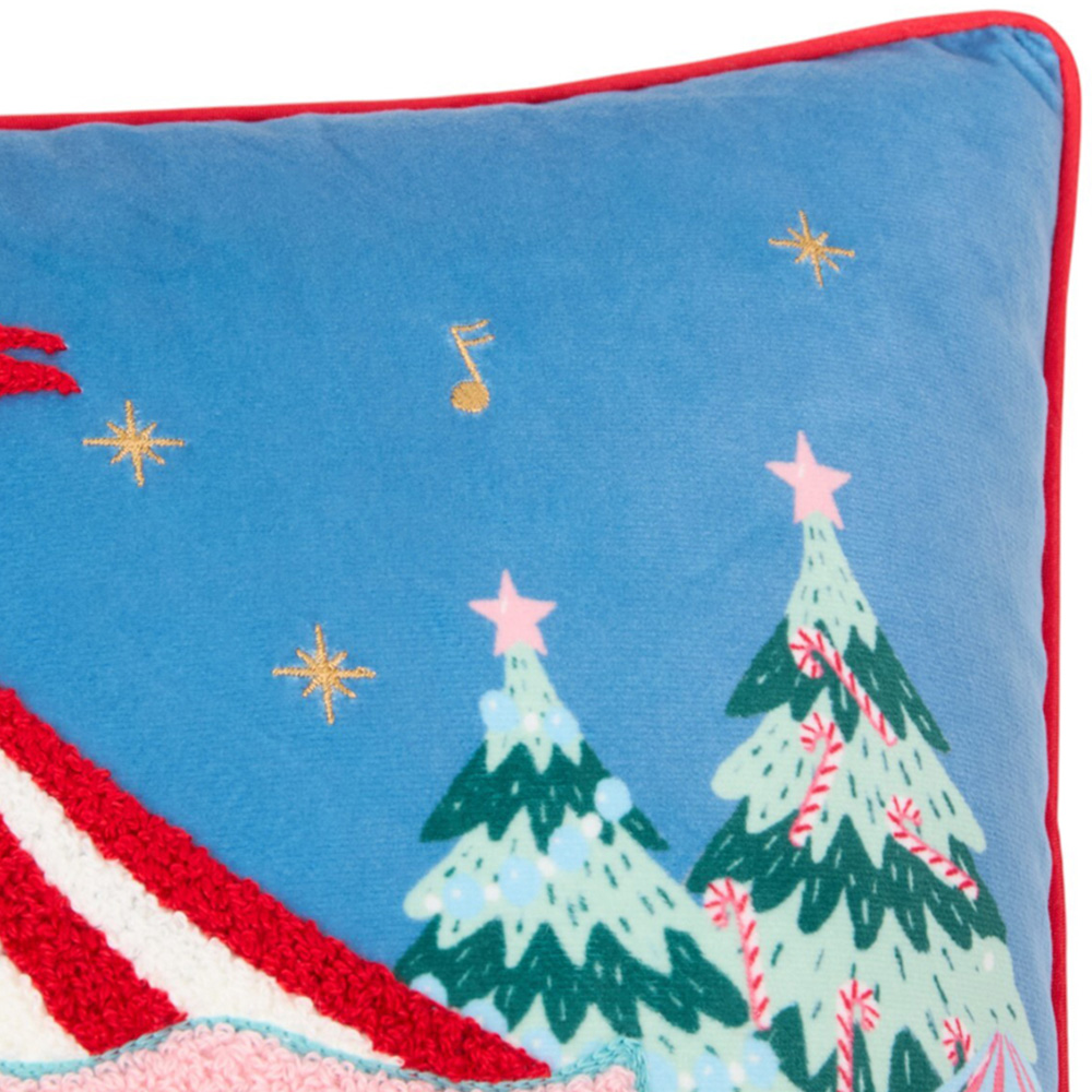 Winter Fairground Cushion - Blue Image 2