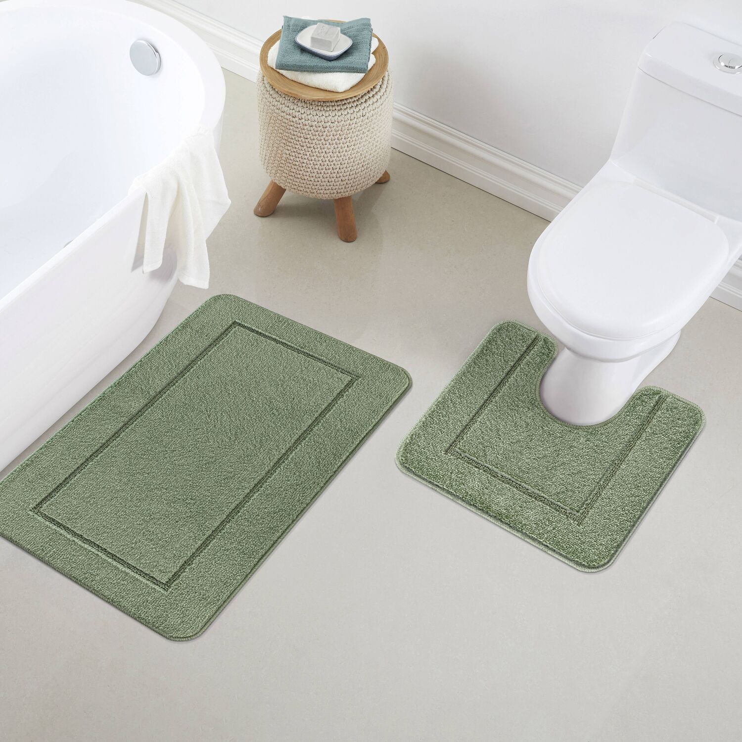 Chelsea 2 Piece Bath Mat Set - Sage Image 3