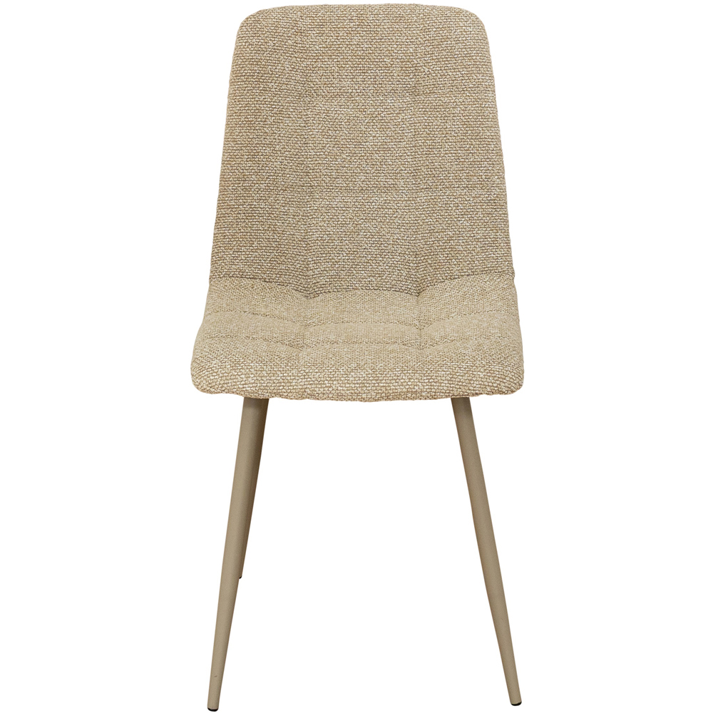 WF Modena Mocha Mix Fabric Quilted Dining Chairs with Taupe Legs Set of 2 Image 5