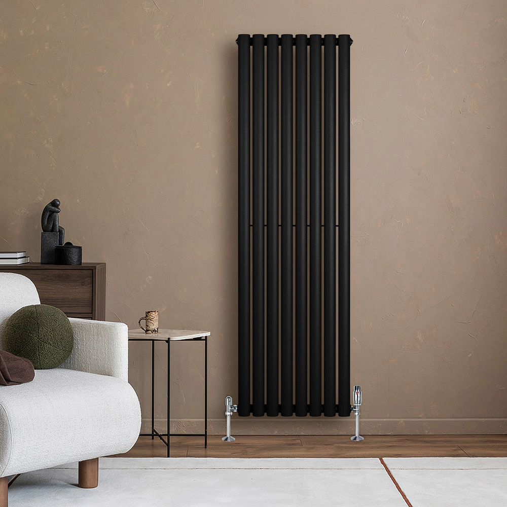 MonsterShop 3838 BTU Black Oval Single Column Radiator 1600 x 480mm Image 2