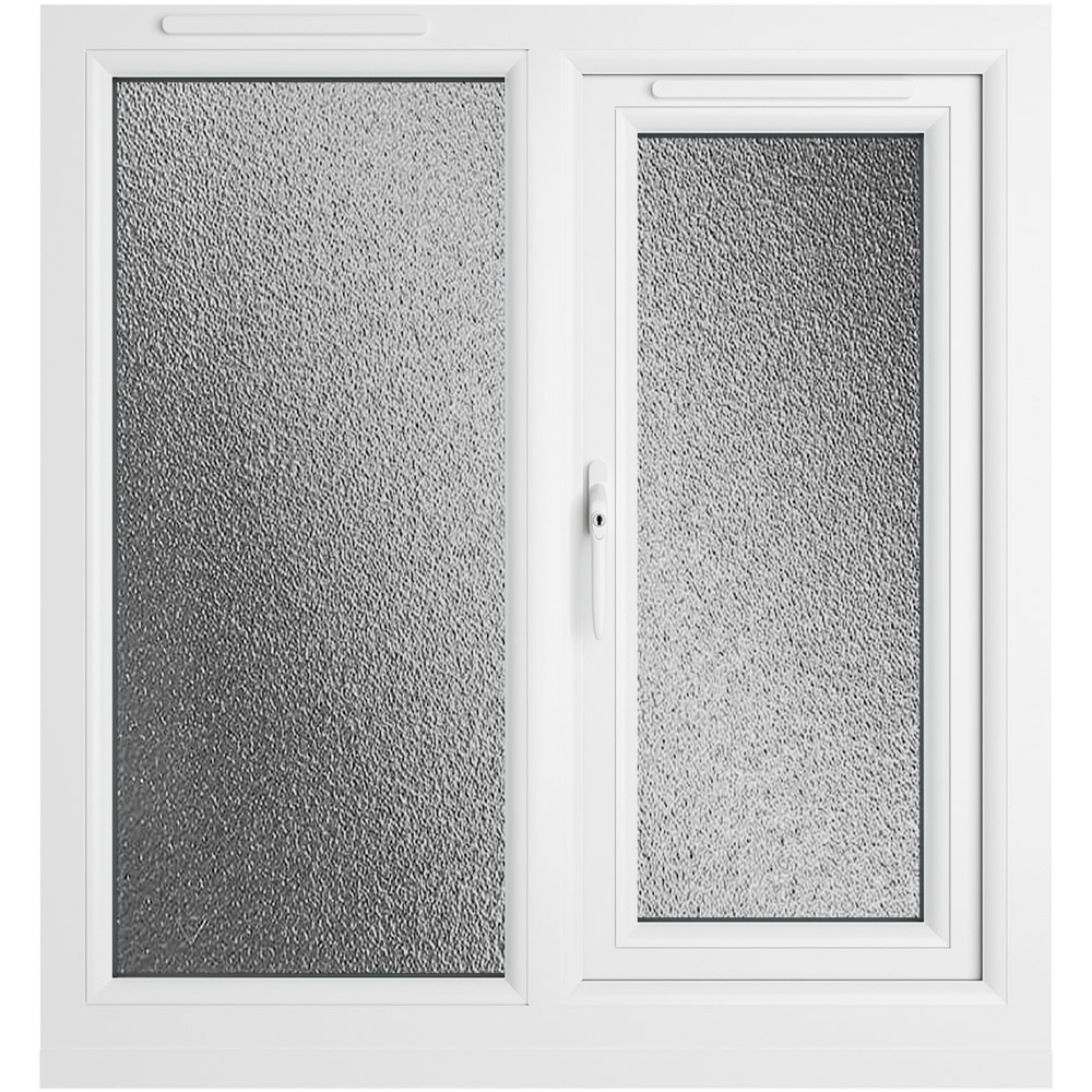 Crystal LH Side Hung Next to a Fixed Grey White Obscure Glass uPVC Double Glazed Window 905 x 965mm Image 2