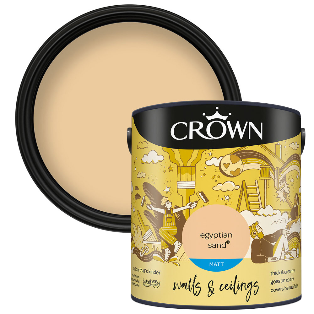Crown Breatheasy Walls & Ceilings Egyptian S& Matt Emulsion Paint 2.5L Image 1