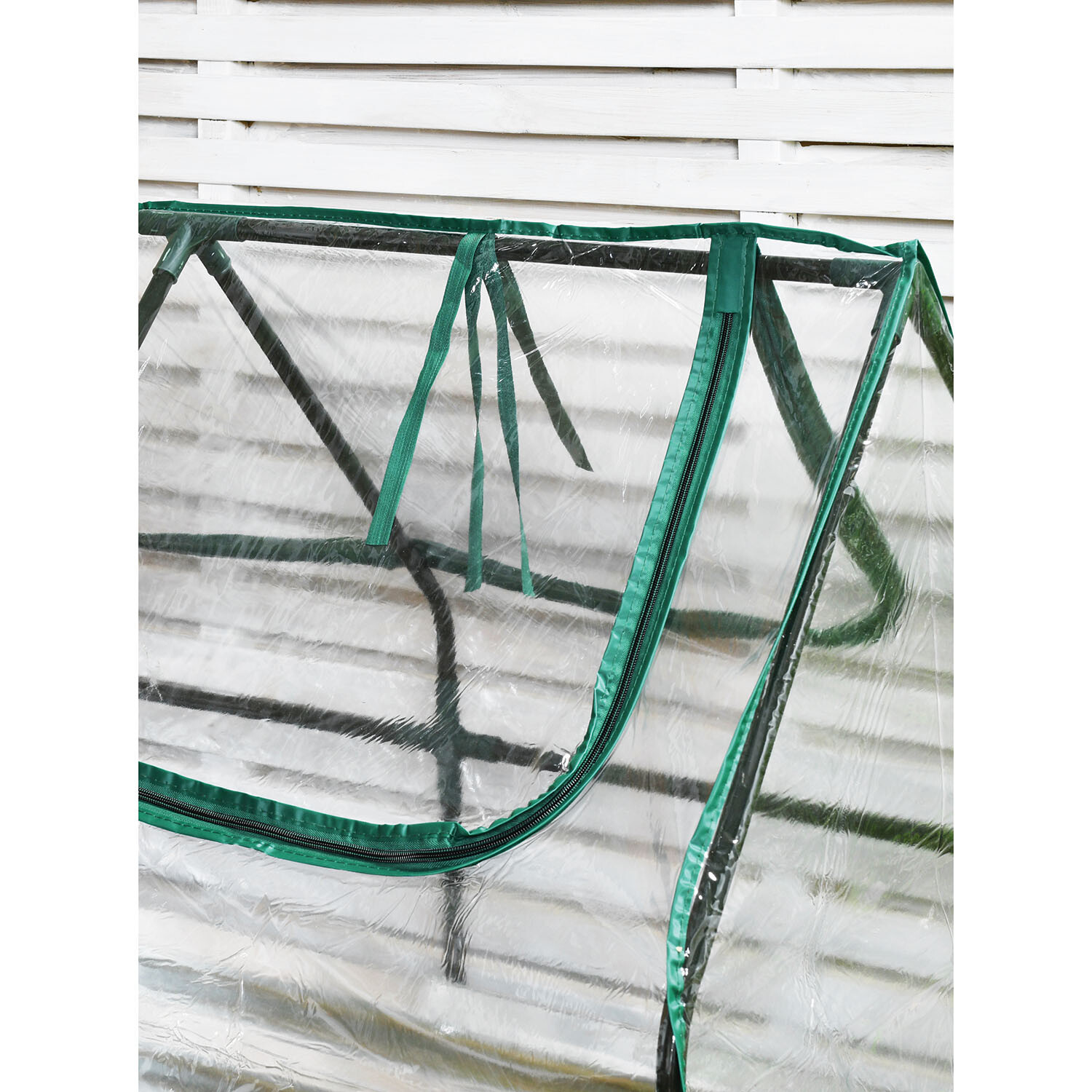 PVC Growhouse with Galvanised Planter - Clear and Green Image 5