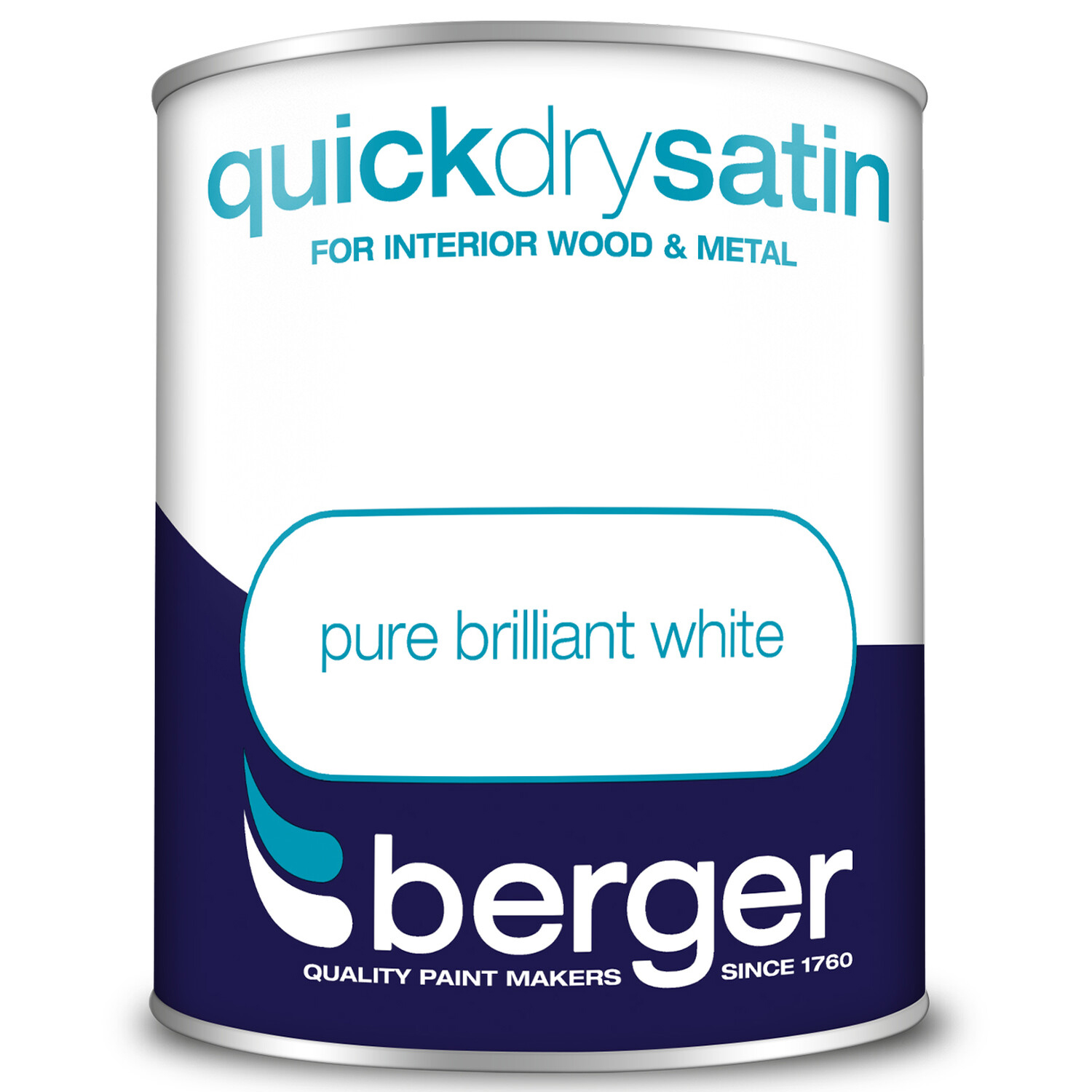 Berger Wood & Metal Pure Brilliant White Quick Dry Satin Paint 750ml Image 2