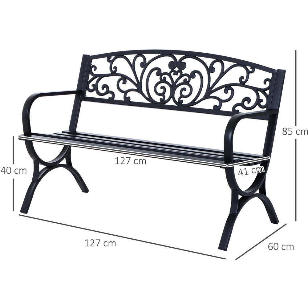 Outsunny 2 Seater Garden Bench Patio Vintage Loveseat Outdoor Decorative Seat Image 9