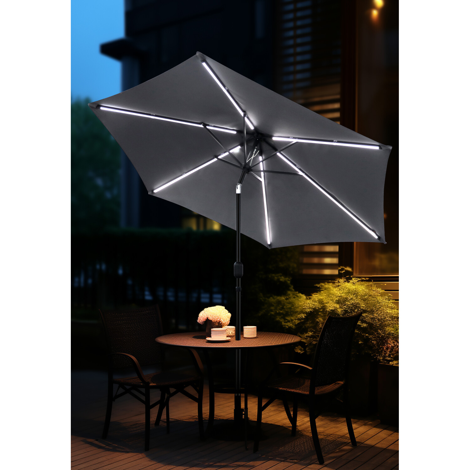 Outdoor Essentials Grey Removable LED Parasol 2.7m Image 4