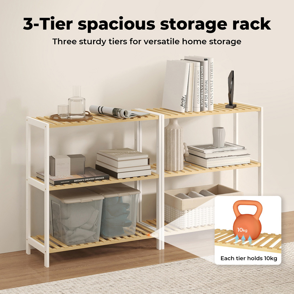 Levede 3-Tier Bamboo and Steel Shoe Rack Stand Image 4