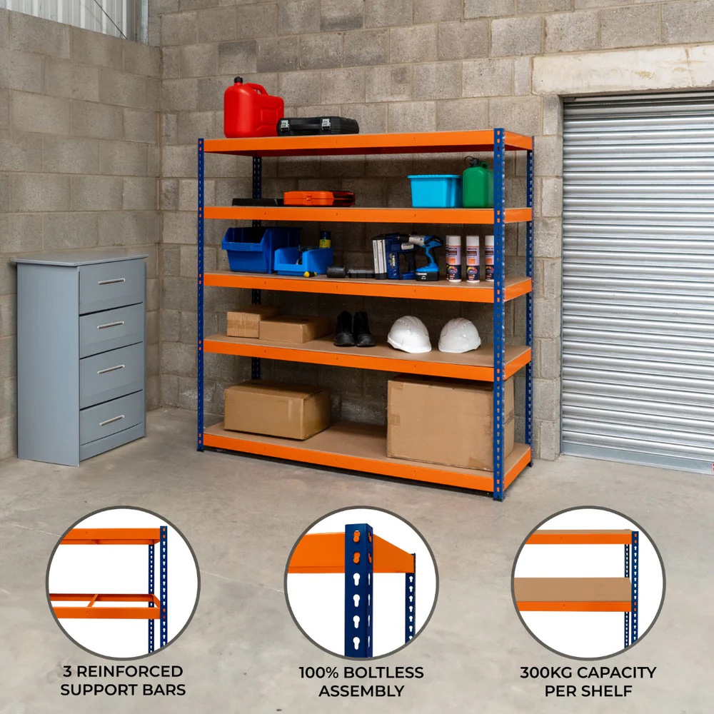 Monster Shop S Rax 5 Shelf Blue and Orange Shelving Unit Image 5