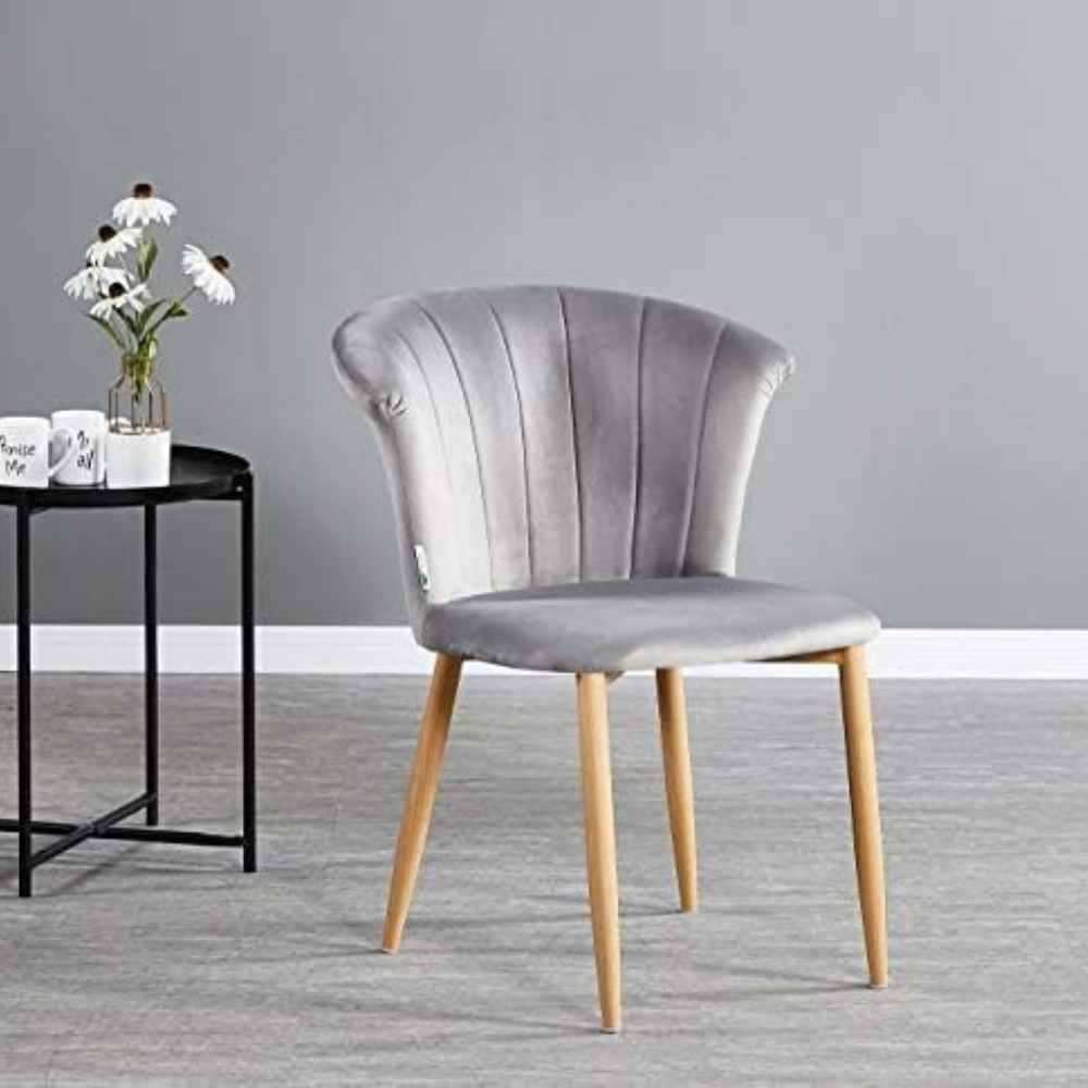 Life Interiors Elsa Grey Velvet Upholstered Dining Chair Set of 2 Image 6