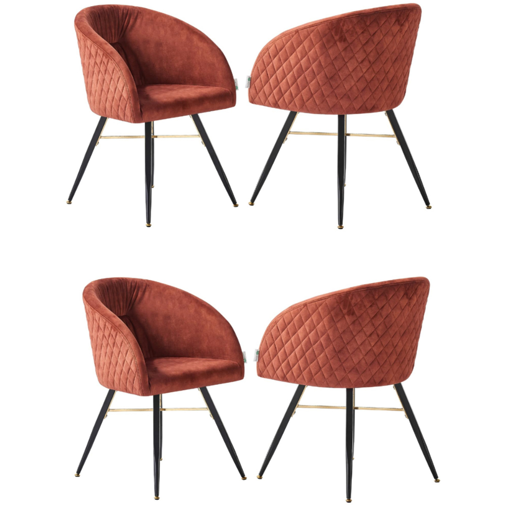 Life Interiors Vittorio Red Velvet Upholstered Dining Chair Set of 4 Image 4