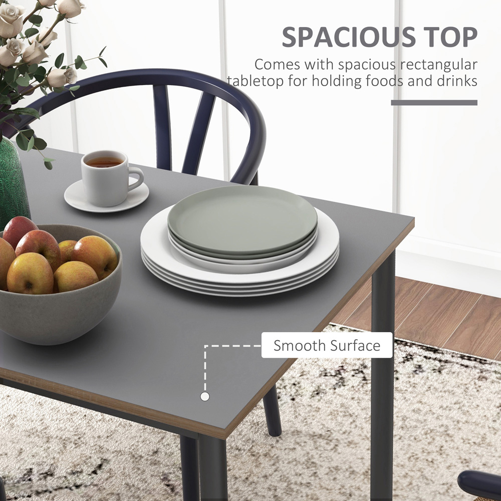 HOMCOM 120cm Minimalistic Dining Table Steel Frame Foot Pads Simple Style Grey Image 3