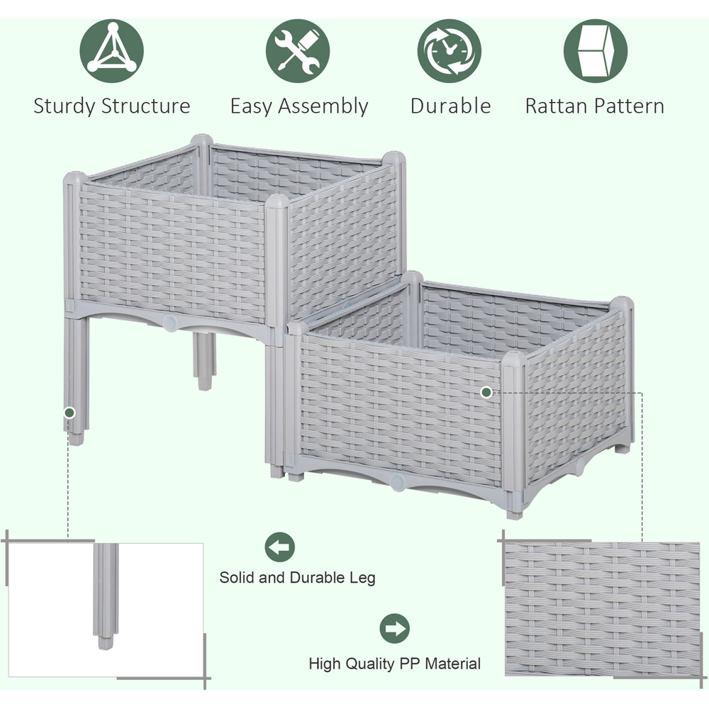 Outsunny Set of 2 Garden Bed Grey Image 4
