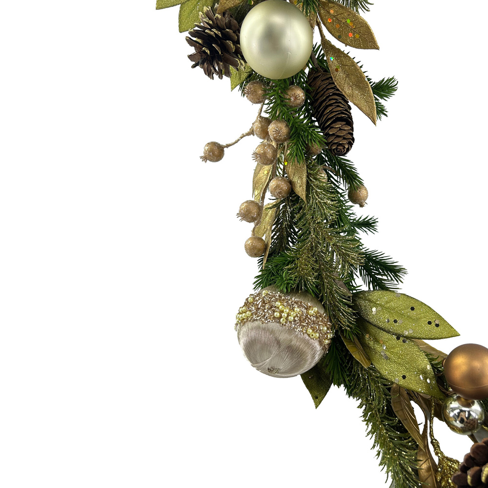Festive Golden Bauble GarlandGreen Image 4