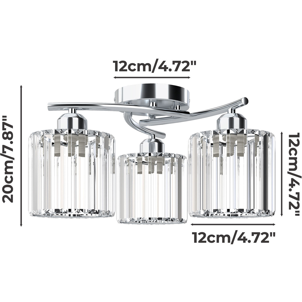 Emitto Chrome 3 Light Semi Flush Mount E27 Crystal Ceiling Light Image 9