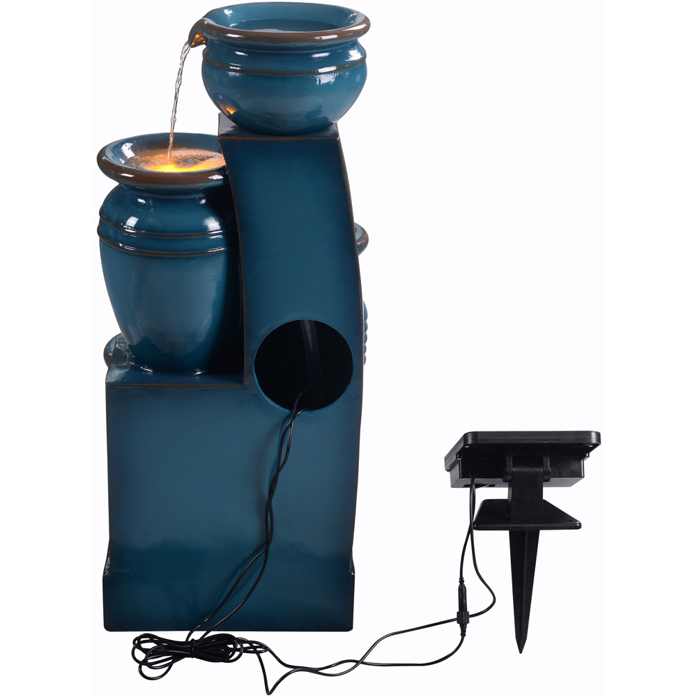Teamson Home Blue 4-Tier Cascading Bowl Solar Outdoor Fountain 28.7 inch Image 4