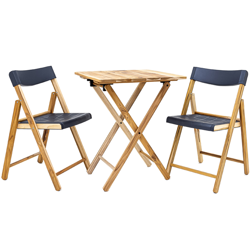 Tramontina 2 Seater Natural Light Pine and Grey Teak Wood and Plastic Bistro Set Image 2